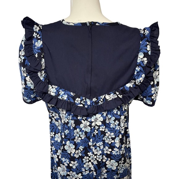 Jane M Honolulu Vintage Ruffle Collar Shift Dress Tropical Prairie Sun Size 14 - Picture 5 of 16